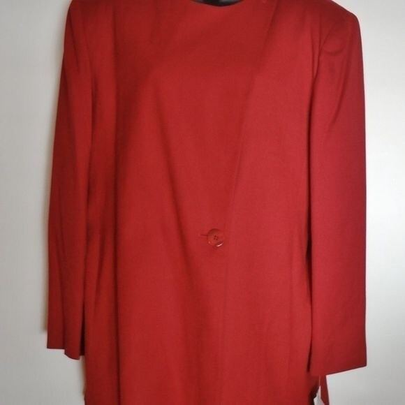 Jones New York Women's Red Button Front Jacket Top Size 16 Classic Blazer - Picture 1 of 6